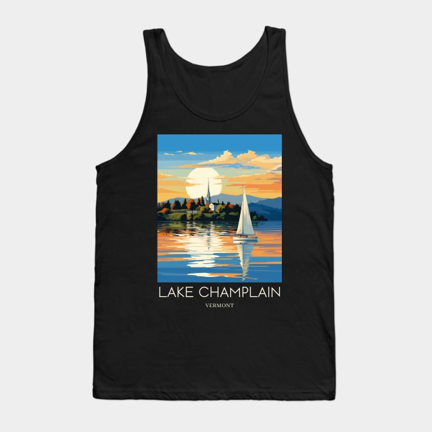 A Pop Art Travel Print of Lake Champlain - Vermont - US Tank Top by Studio Red Koala